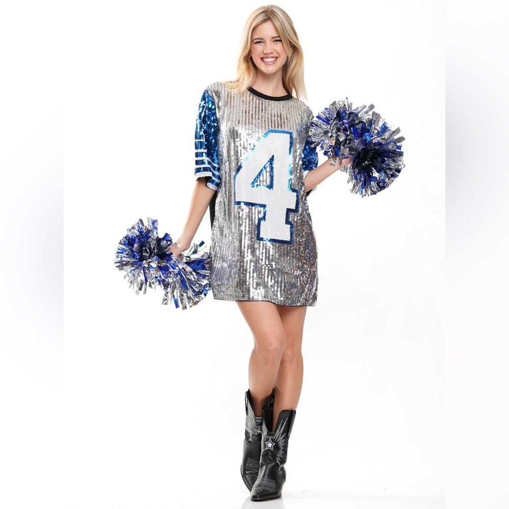 Sequin Game Day "4" Jersey T-Shirt Dress